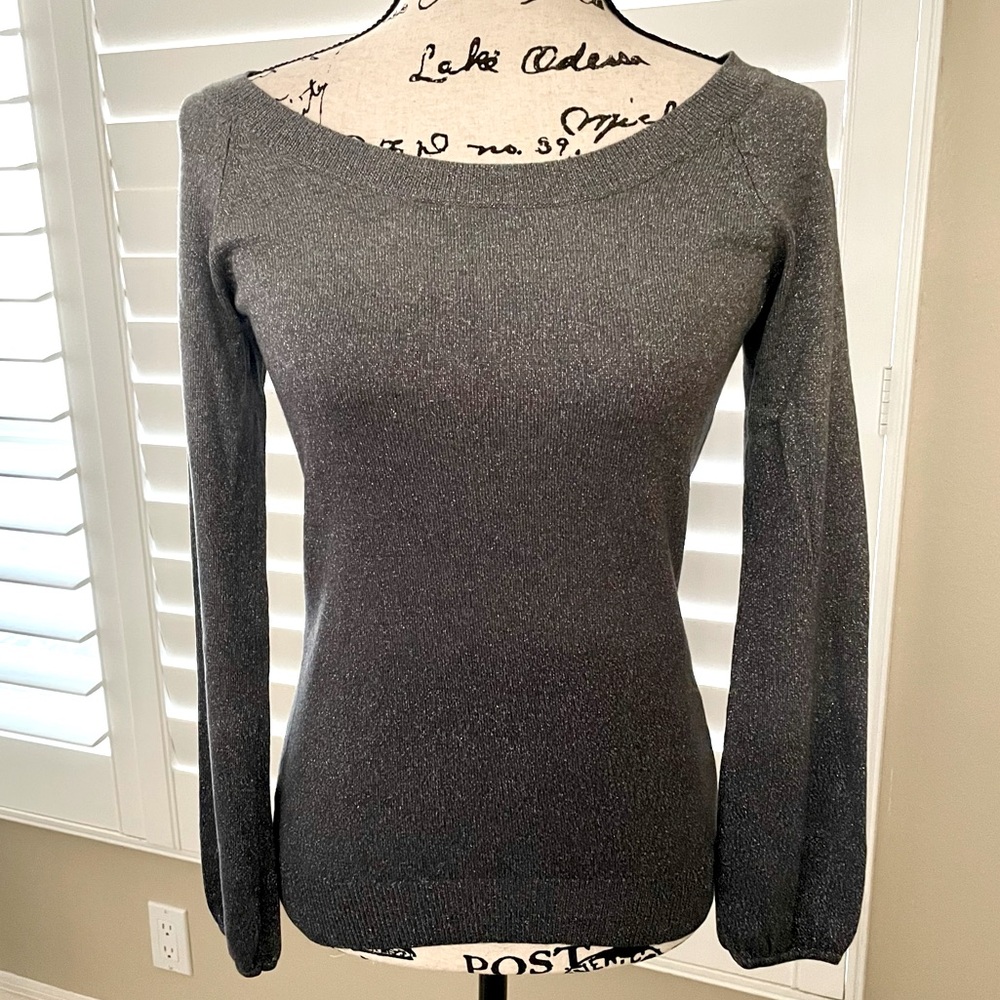 Ann Taylor Gray and Silver Sweater